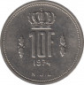 Монета. Люксембург. 10 франков 1974 год. ав.