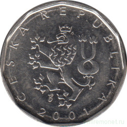Монета. Чехия. 2 кроны 2001 год.