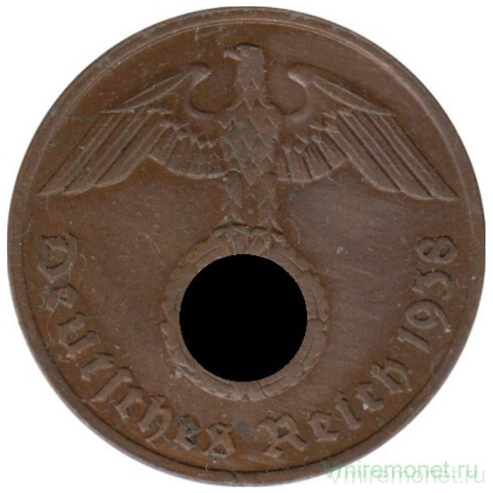 Монета. Германия. Третий Рейх. 2 рейхспфеннига 1938 год. Монетный двор - Вена (B).