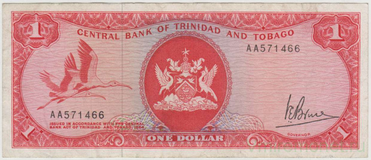Банкнота. Тринидад и Тобаго. 1 доллар 1964 год. Тип 30а.