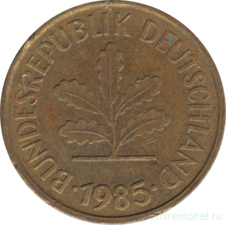 Монета. ФРГ. 5 пфеннигов 1985 год. Монетный двор - Штутгарт (F).