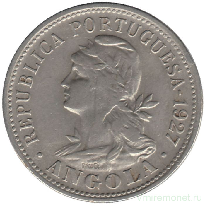 Монета. Ангола. 20 сентаво (4 макуты) 1927 год.
