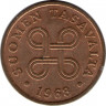 Монета. Финляндия. 1 пенни 1968 год. ав