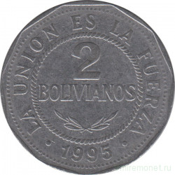 Монета. Боливия. 2 боливиано 1995 год.