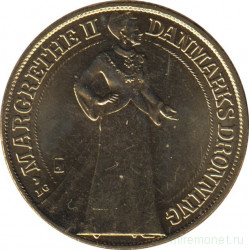 Монета. Дания. 20 крон 1997 год. 25 лет со дня коронации королевы Маргарете II.