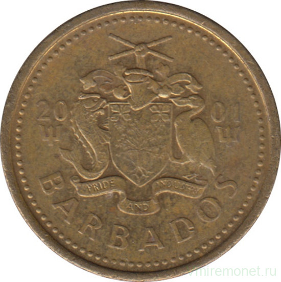 Монета. Барбадос. 5 центов 2001 год.