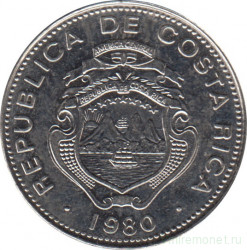 Монета. Коста-Рика. 25 сентимо 1980 год.