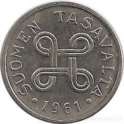 Монета. Финляндия. 1 марка 1961 год. 