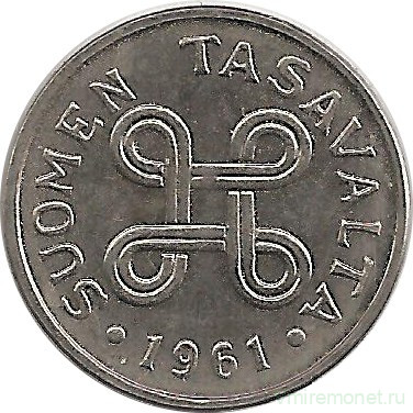 Монета. Финляндия. 1 марка 1961 год. 