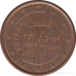 Монета. Испания. 1 цент 2002 год.