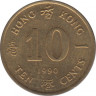 Монета. Гонконг. 10 центов 1990 год. ав.