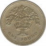 Монета. Великобритания. 1 фунт 1987 год. ав.