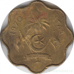 Монета. Мальдивские острова. 5 лари 1970 (1390) год. Никелевая бронза.