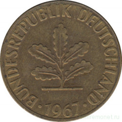 Монета. ФРГ. 5 пфеннигов 1967 год. Монетный двор - Гамбург (J).