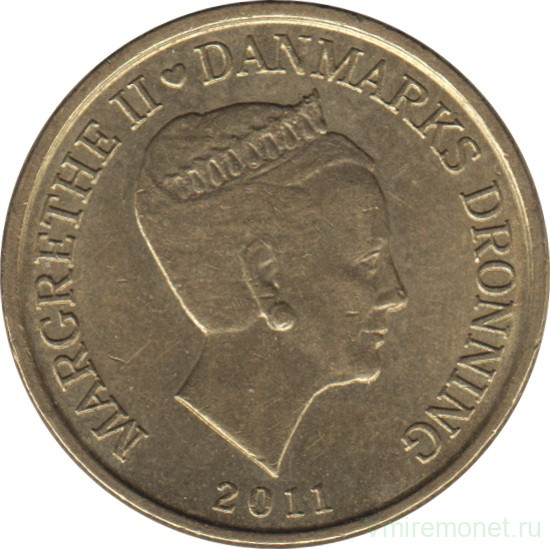 Монета. Дания. 10 крон 2011 год.
