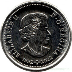 Монета. Канада. 10 центов 2023 год. 70 лет правления Елизаветы II.