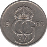 Аверс. Монета. Швеция. 50 эре 1980 год.