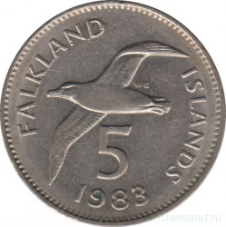 Монета. Фолклендские острова. 5 пенсов 1983 год.