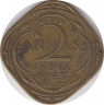 Монета. Индия. 2 анны 1943 год. ав.