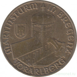 Монета. Австрия. 20 шиллингов 1991 год. Башня Мартинстурм в Брегенце.