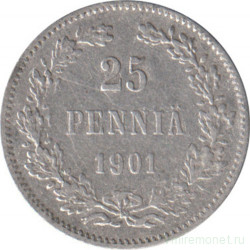 Монета. Русская Финляндия. 25 пенни 1901 год.