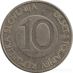 Монета. Словения. 10 толаров 2004 год.