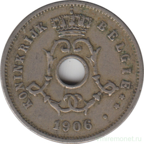 Монета. Бельгия. 5 сантимов 1906 год. BELGIE.