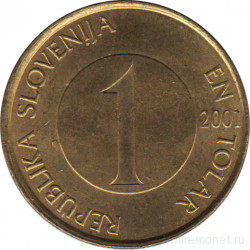 Монета. Словения. 1 толар 2001 год.