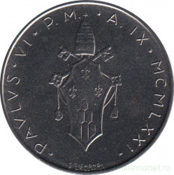 Монета. Ватикан. 100 лир 1971 год.