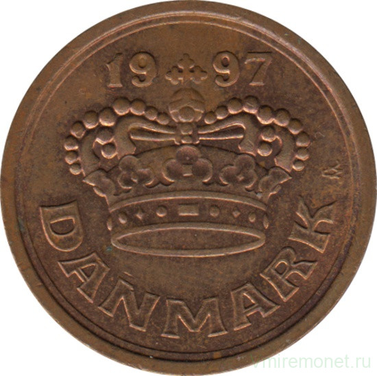 Монета. Дания. 50 эре 1997 год.