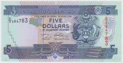 Банкнота. Соломоновы острова. 5 долларов 2005 год.