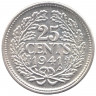 Монета. Нидерланды. 25 центов 1941 год. Серебро. 