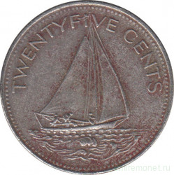 Монета. Багамские острова. 25 центов 1991 год.