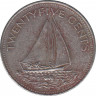 Монета. Багамские острова. 25 центов 1991 год. ав.
