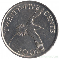 Монета. Бермудские острова. 25 центов 2002 год. 