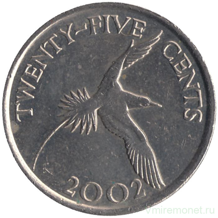 Монета. Бермудские острова. 25 центов 2002 год. 