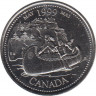 Монета. Канада. 25 центов 1999 год. Миллениум - май 1999.  ав.