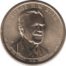 Монета. США. 1 доллар 2020 год. Президент США № 41 Джордж Герберт Уокер Буш. Монетный двор P. ав.
