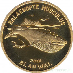 Монета. Северная Корея (КНДР). 20 вон 2001 год. Синий кит.