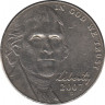  Монета. США. 5 центов 2007 год. Монетный двор D. ав.
