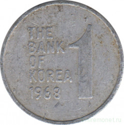 Монета. Южная Корея. 1 вона 1968 год.