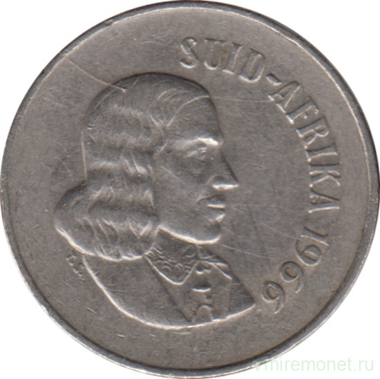 Монета. Южно-Африканская республика (ЮАР). 10 центов 1966 год. Аверс - "SUID-AFRIKA".