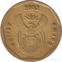 Монета. Южно-Африканская республика (ЮАР). 50 центов 2003 год.
