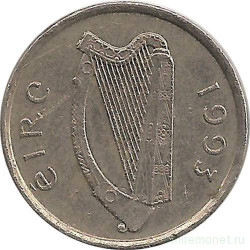 Монета. Ирландия. 5 пенсов 1993 год.