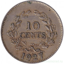 Монета. Саравак. 10 центов 1927 год.