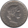  Монета. Швейцария. 10 раппенов 1957 год. ав.