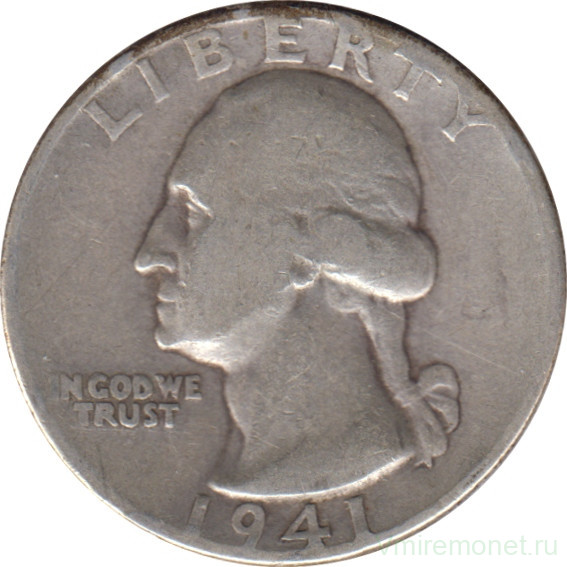 Монета. США. 25 центов 1941 год.