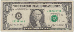 Банкнота. США. 1 доллар 1993 год. Серия L. Тип 490а. Банкнота. США. 1 доллар 1993 год. Серия L. Тип 490а.