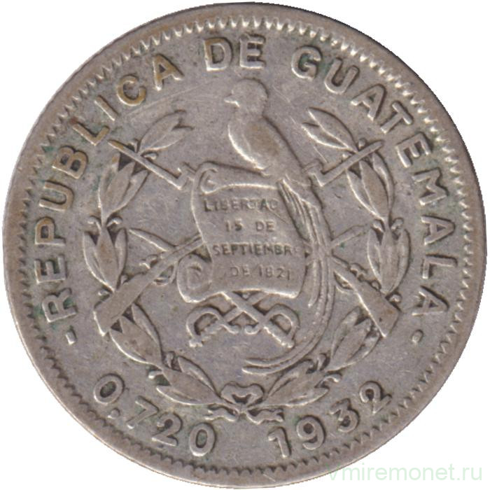 Монета. Гватемала. 5 сентаво 1932 год.