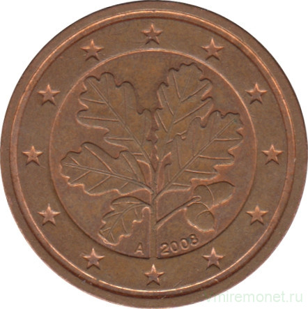 Монета. Германия. 2 цента 2008 год. (A).